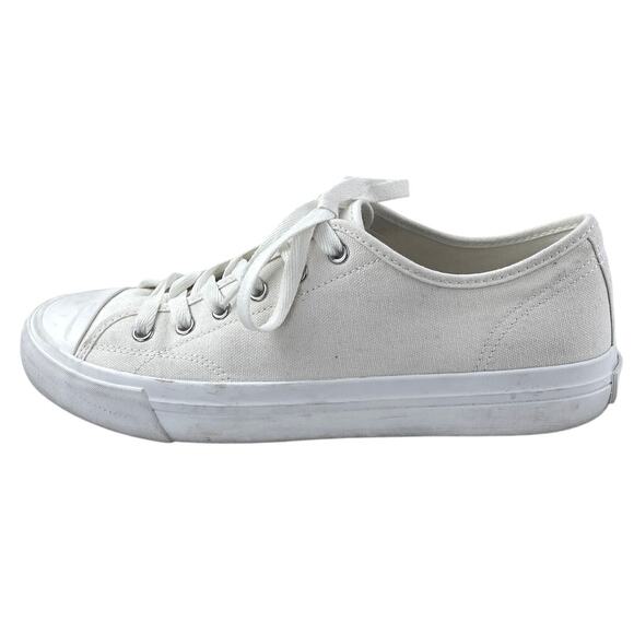 H&M Men's White Canvas Lace Up Low Top Casual Trainers Sneakers Shoes Size 9 - Picture 1 of 5